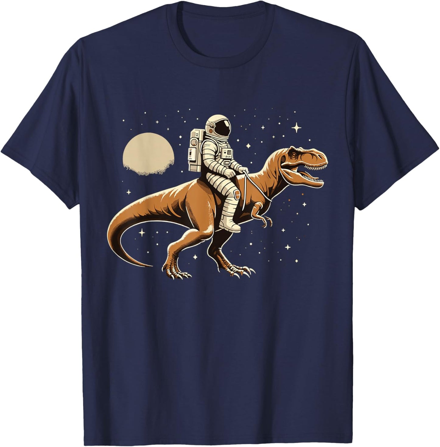 Astronaut Riding T-Rex Dinosaur Astro Space T-Shirt - T-Shirt | Navy