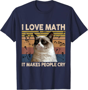 I Love Math It Makes People Cry Cat Lover Women T-Shirt - T-Shirt | Navy