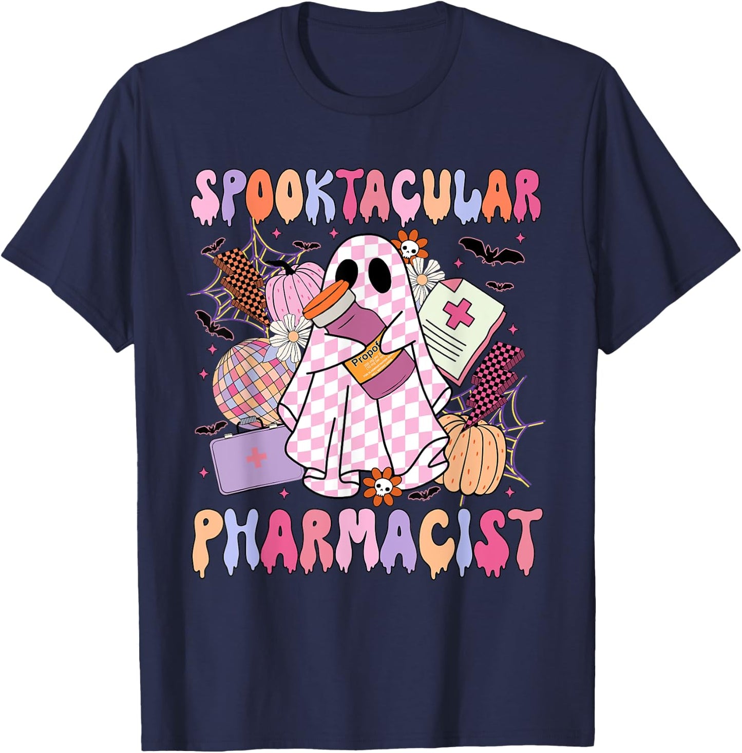 Spooktacular Pharmacist Spooky Halloween Pharmacy Week T-Shirt - T-Shirt | Navy