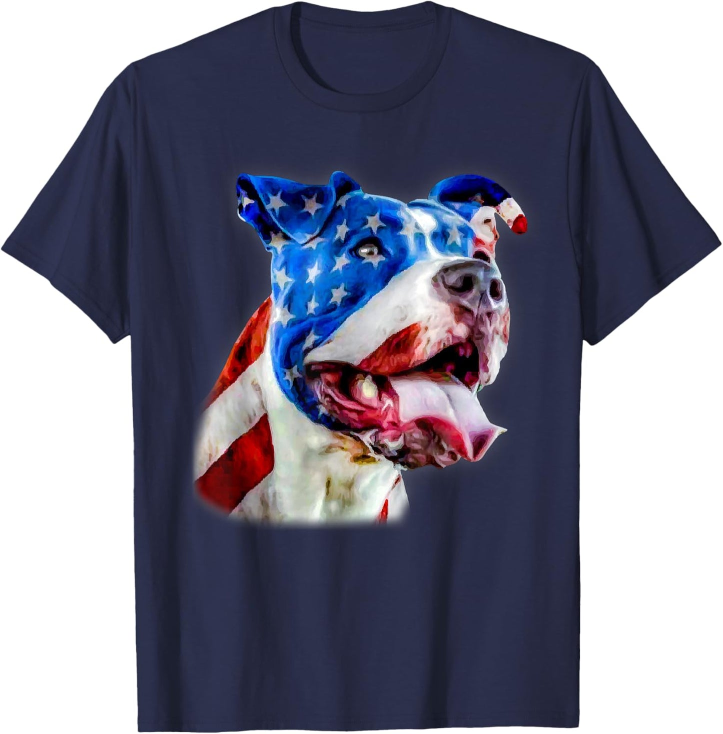 American Pit Bull Terrier USA Flag Patriotic Dog T-Shirt - T-Shirt | Navy