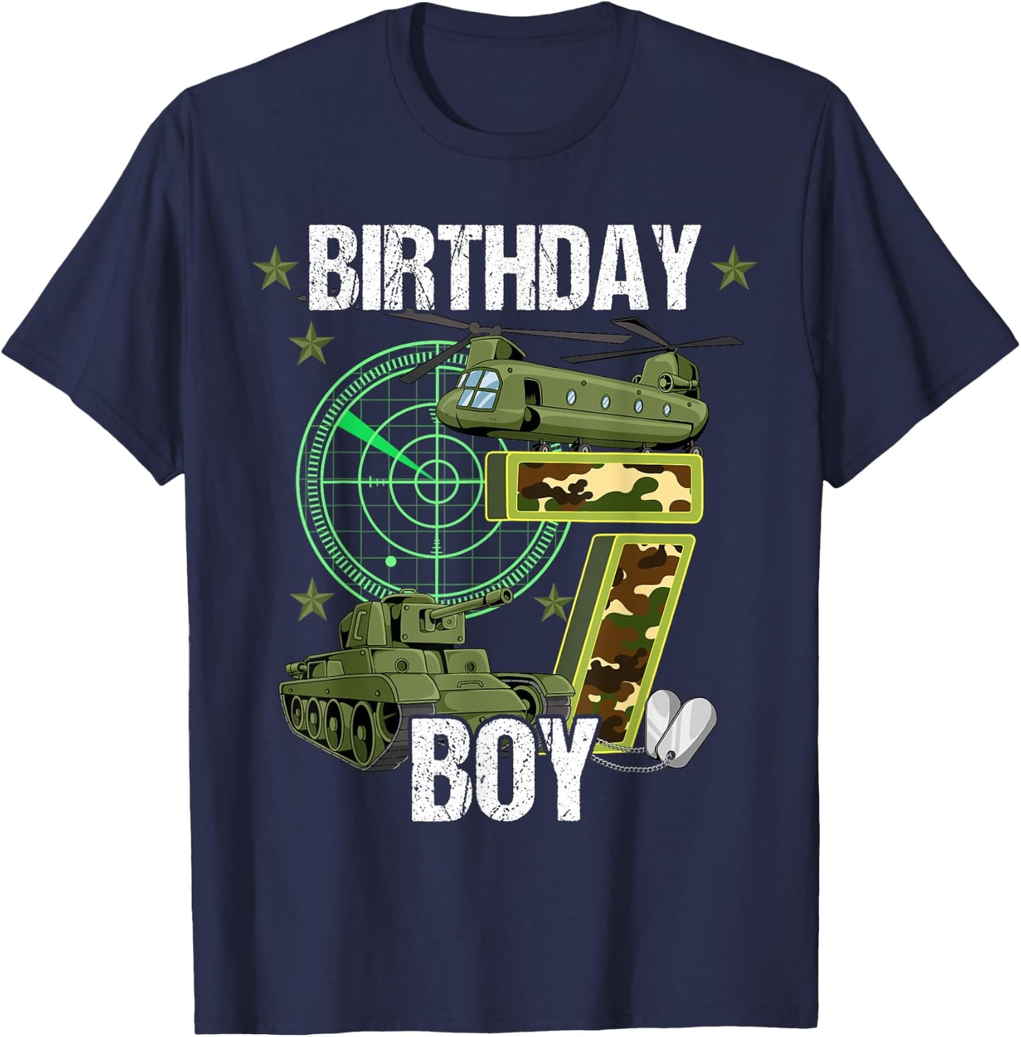 7th Birthday Army T-Shirt - T-Shirt | Navy