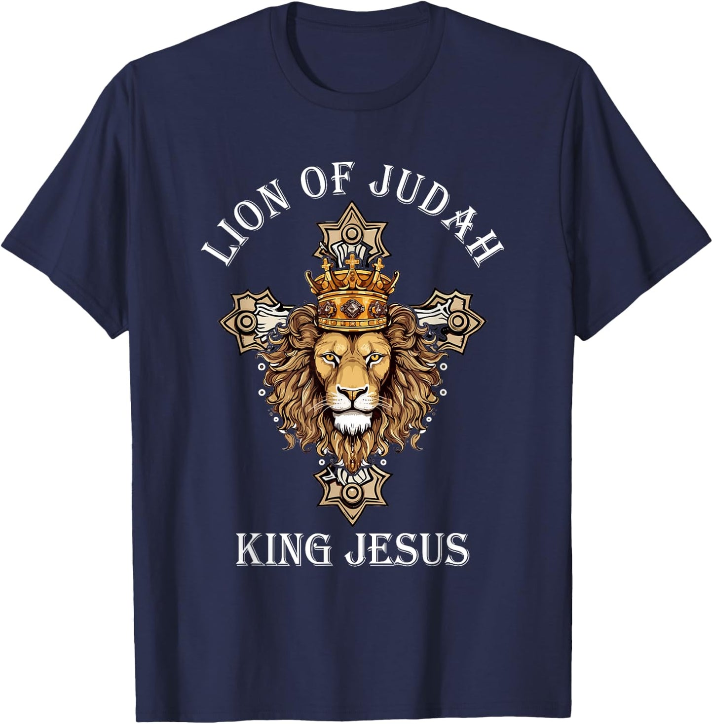 Jesus Lion, The Lion Of Judah, Revelations 5 T-Shirt - T-Shirt | Navy