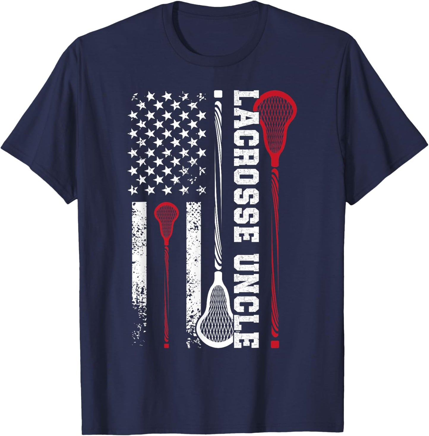 Lacrosse Uncle US Flag Uncle Of A Lacrosse Player Uncle T-Shirt - T-Shirt | Navy