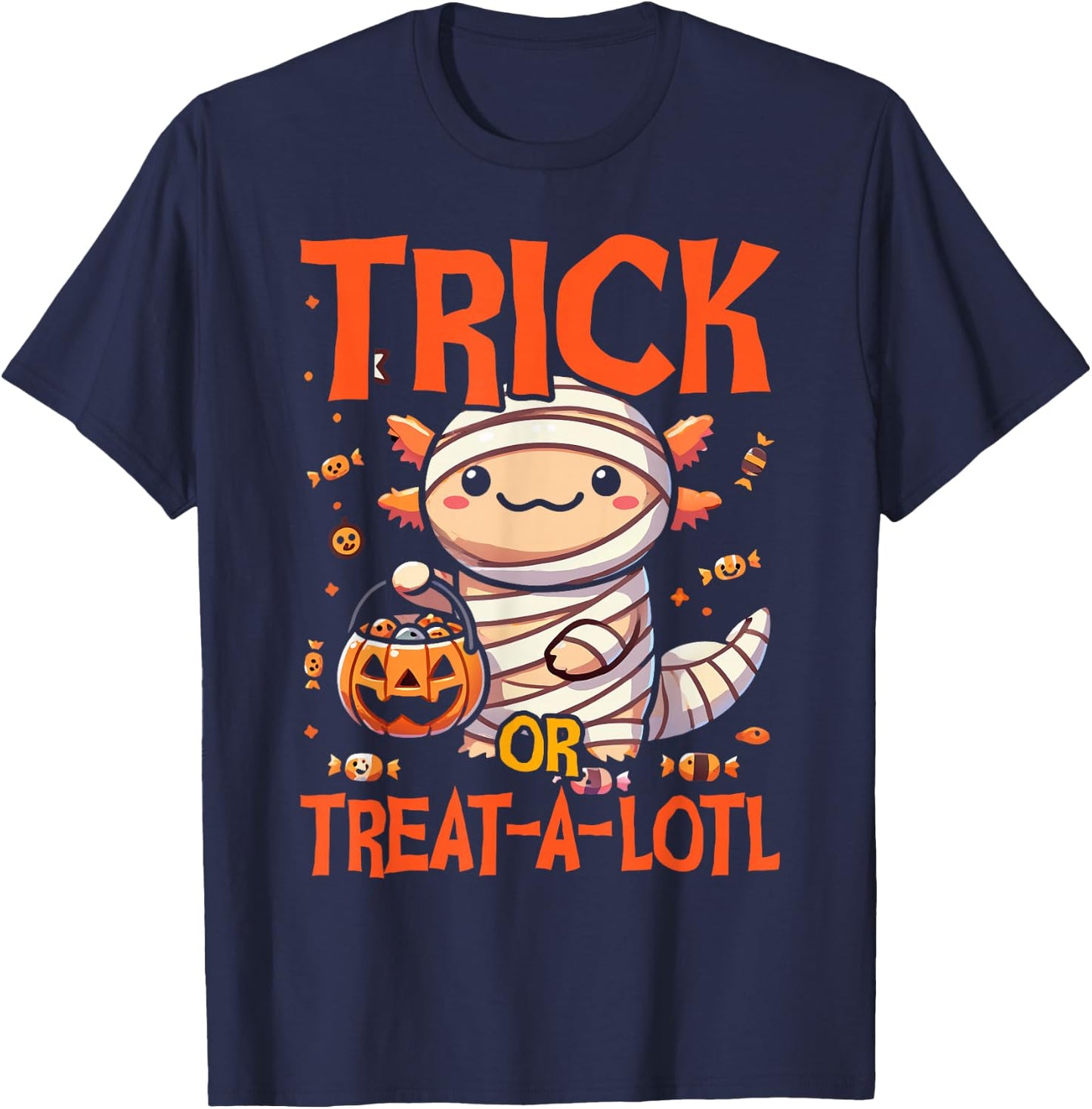 Trick or Treat A Lotl Axolotl Halloween Costume Toddler Kids T-Shirt - T-Shirt | Navy