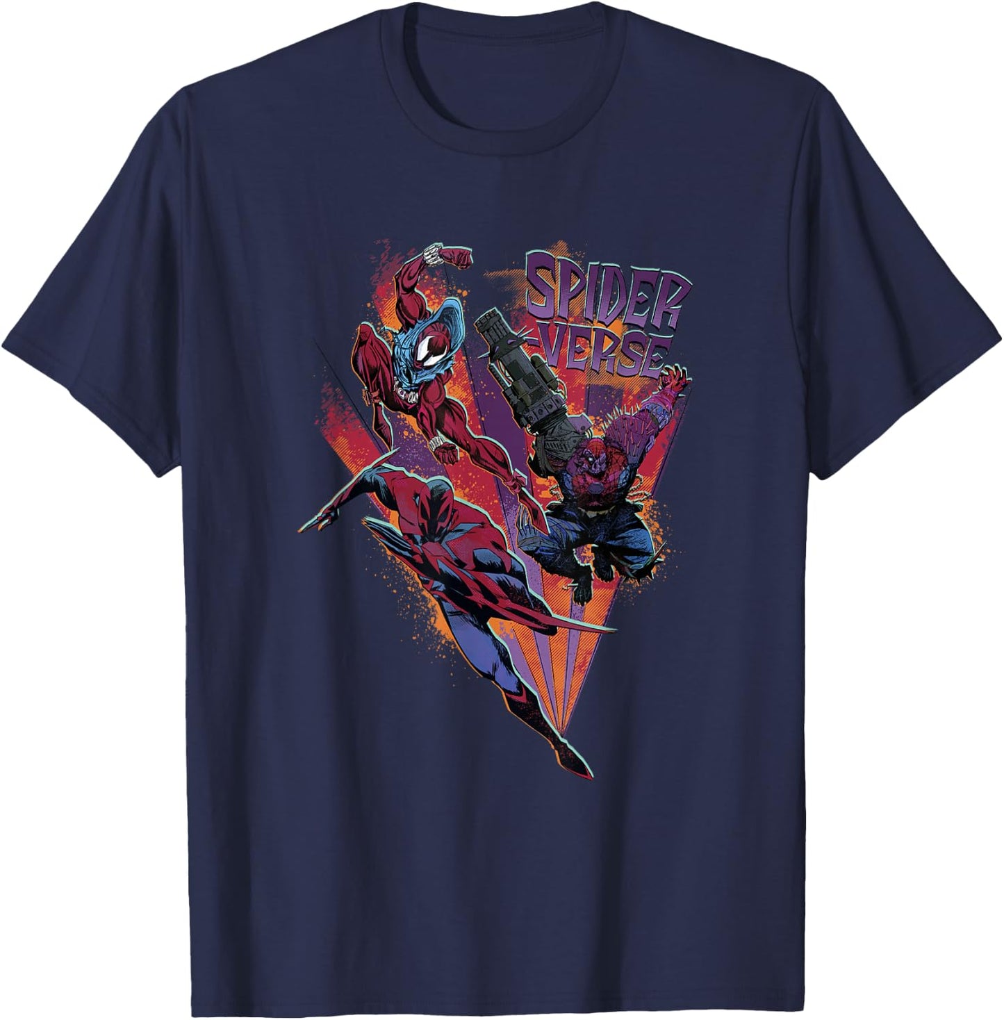Marvel Spider-Man Across The Spider-Verse Part 1 Comic Style T-Shirt - T-Shirt | Navy