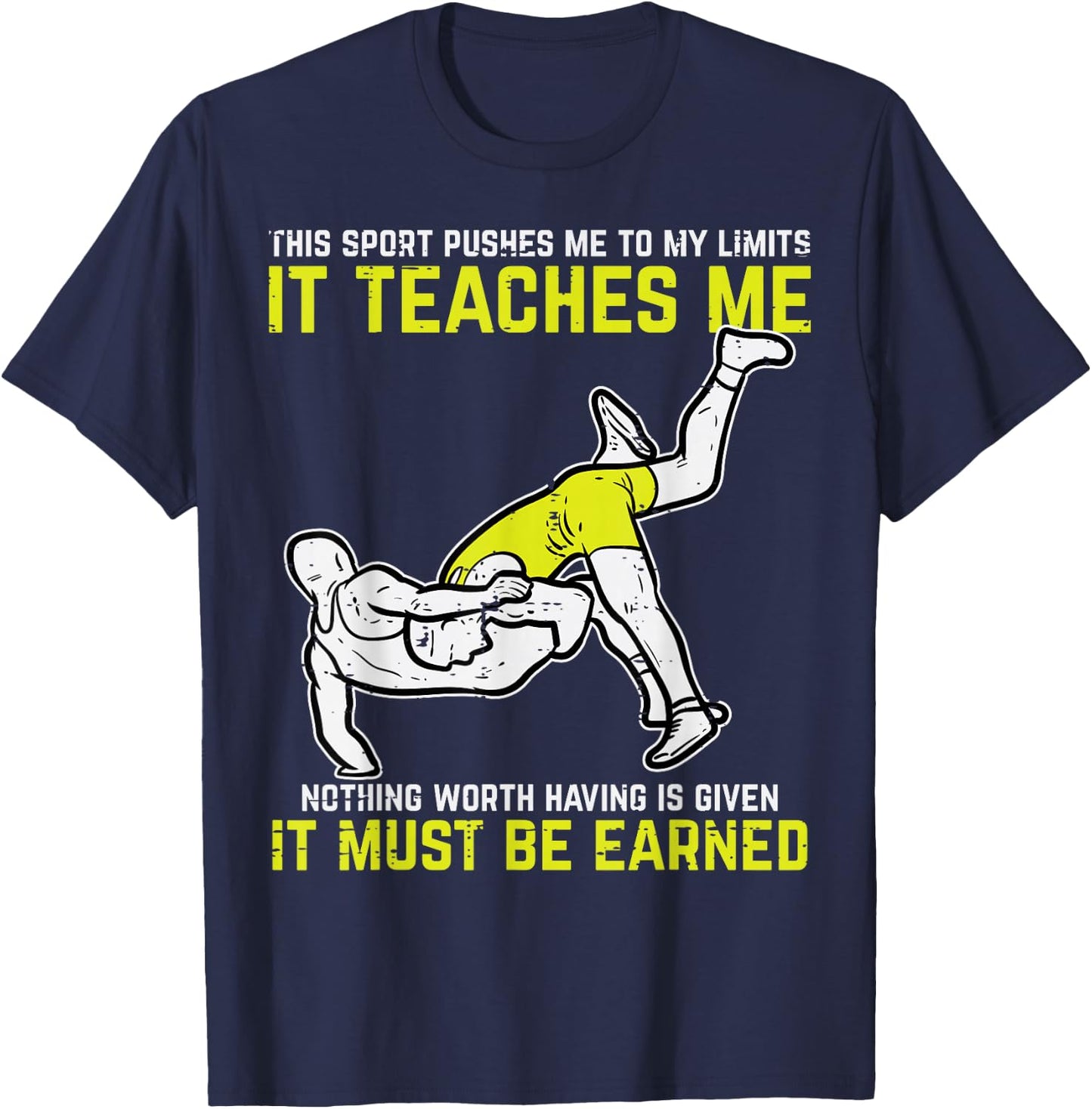 Wresting Sport Pushes Me My Limits Wrestler Men Women Kids T-Shirt - T-Shirt | Navy