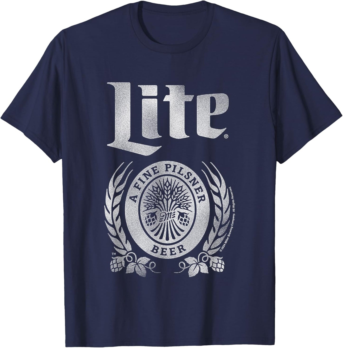 Miller Lite A Fine Pilsner Faded Vintage Label T-Shirt - T-Shirt | Navy