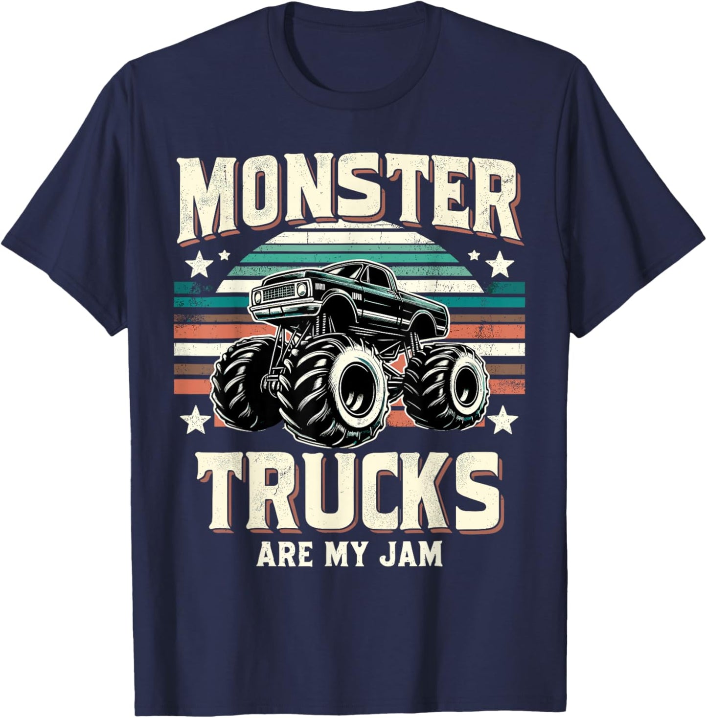 Monster Trucks Are My Jam Vintage Monster Truck T-Shirt - T-Shirt | Navy