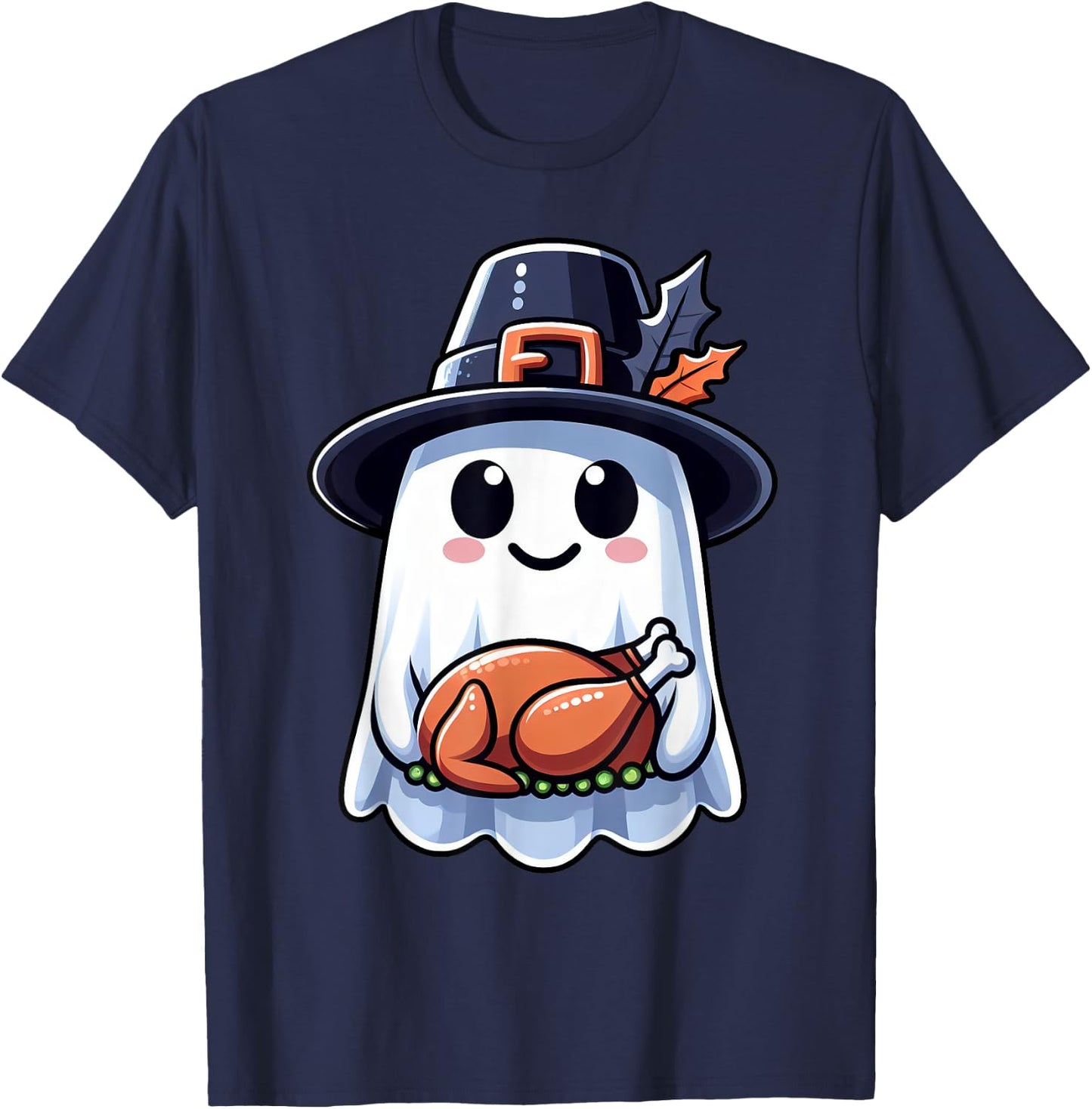 Thanksgiving Ghost Turkey Pocket Cute My Boo Halloween T-Shirt - T-Shirt | Navy