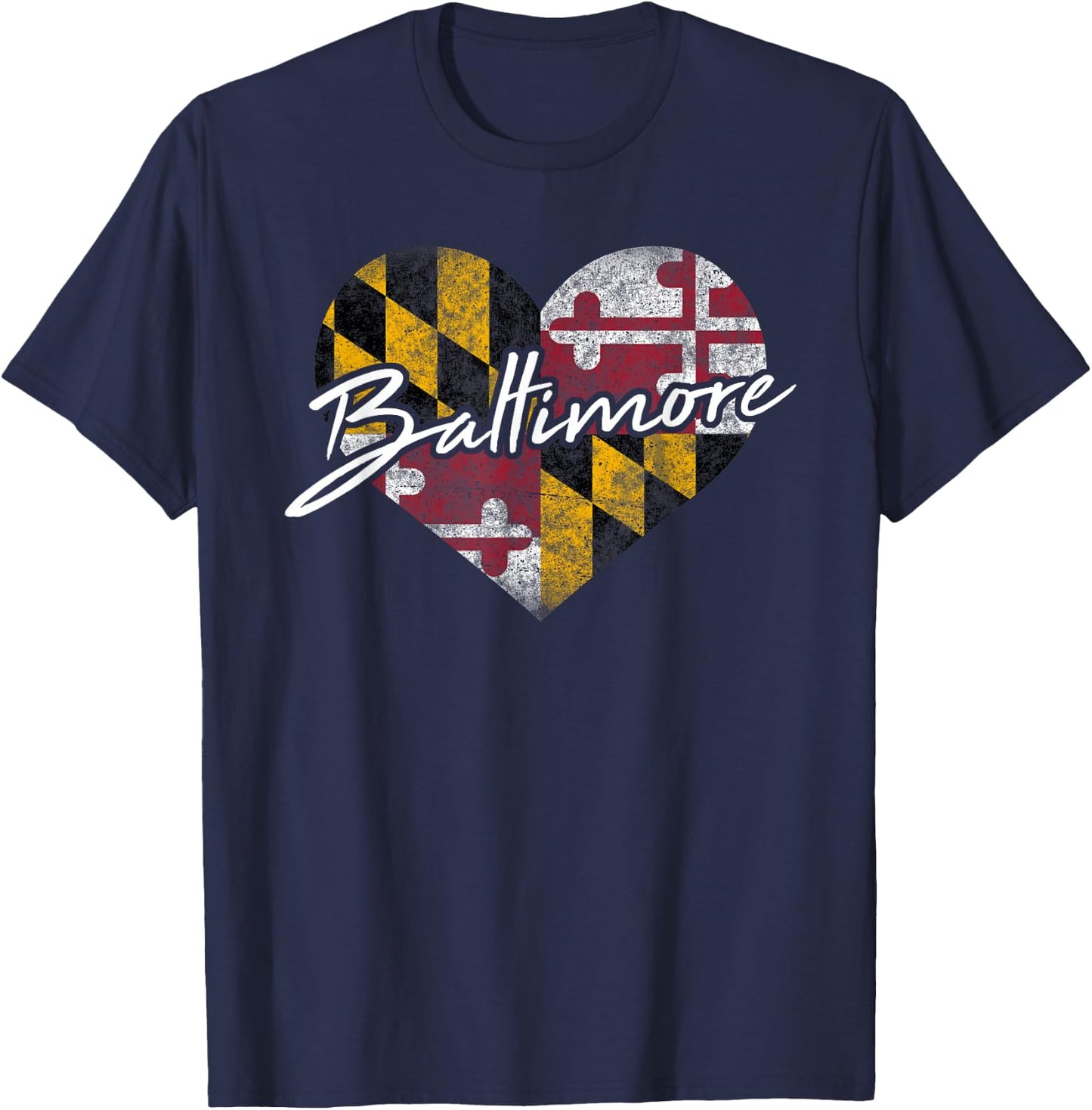 I Love Baltimore State of Maryland Flag Heart Gift T-Shirt - T-Shirt | Navy