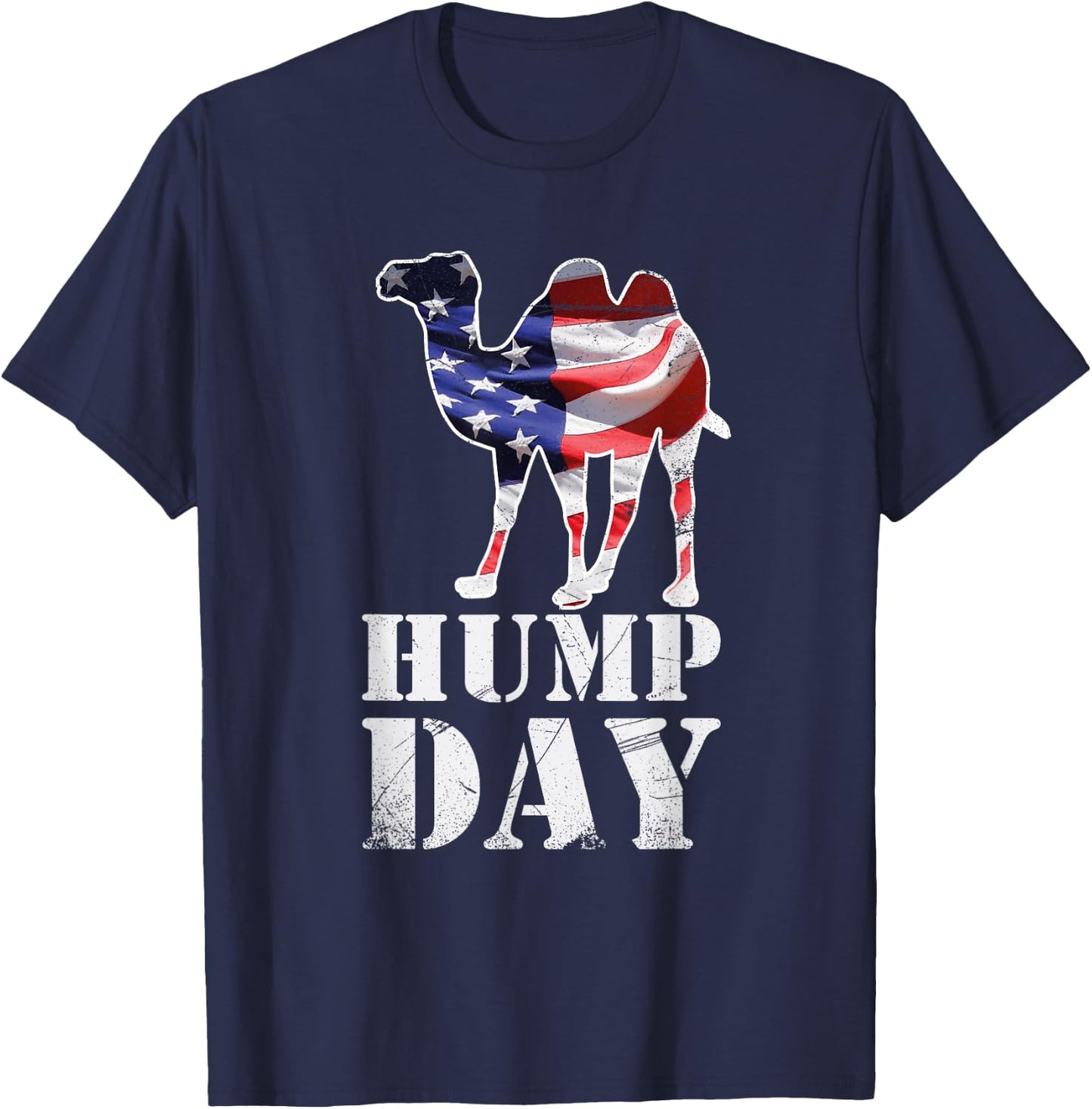 Hump Day American Flag Camel Themed Illustration Art Designe Kids Men T-Shirt - T-Shirt | Navy