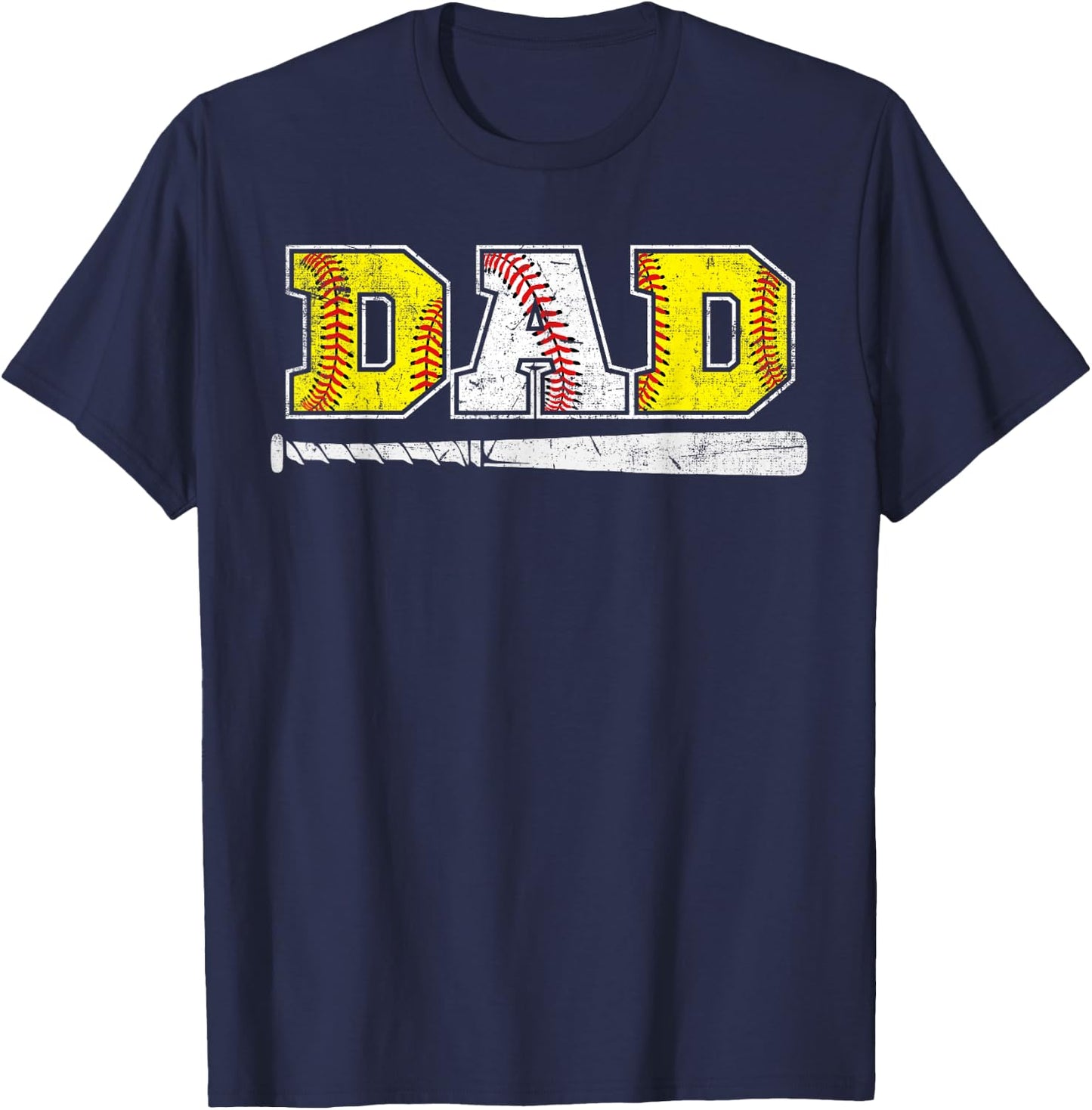 Baseball Dad Softball Father's Day Daddy Sport Lovers T-Shirt - T-Shirt | Navy