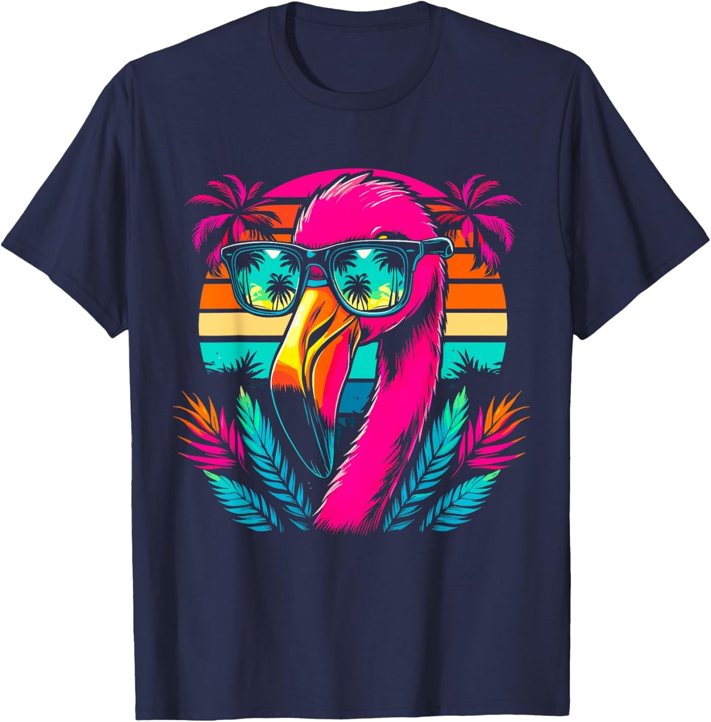 Cool Flamingo with Sunglasses T-Shirt - T-Shirt | Navy