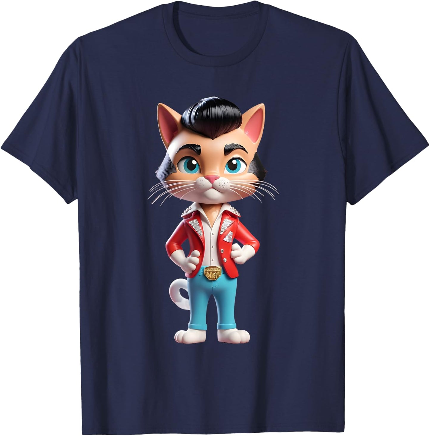 Funny Rockabilly Cat Rock n Roll Music Retro Vintage 50s 60s Women Kids T-Shirt - T-Shirt | Navy