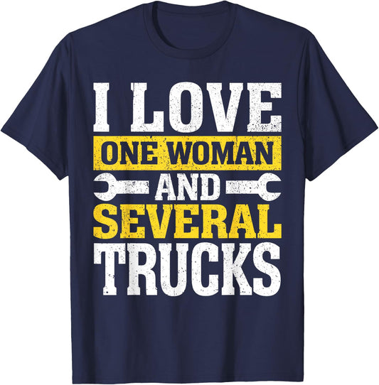 I Love One Woman And Several Trucks Mechanical Engineer T-Shirt - T-Shirt | Navy