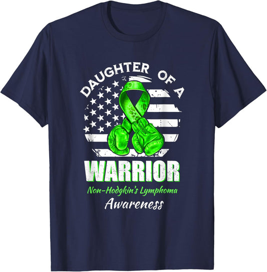 Daughter Of A Warrior Non-Hodgkin's Lymphoma Awareness T-Shirt - T-Shirt | Navy