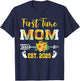 First Time Mom Est 2025 Sunflower T-Shirt - T-Shirt | Navy