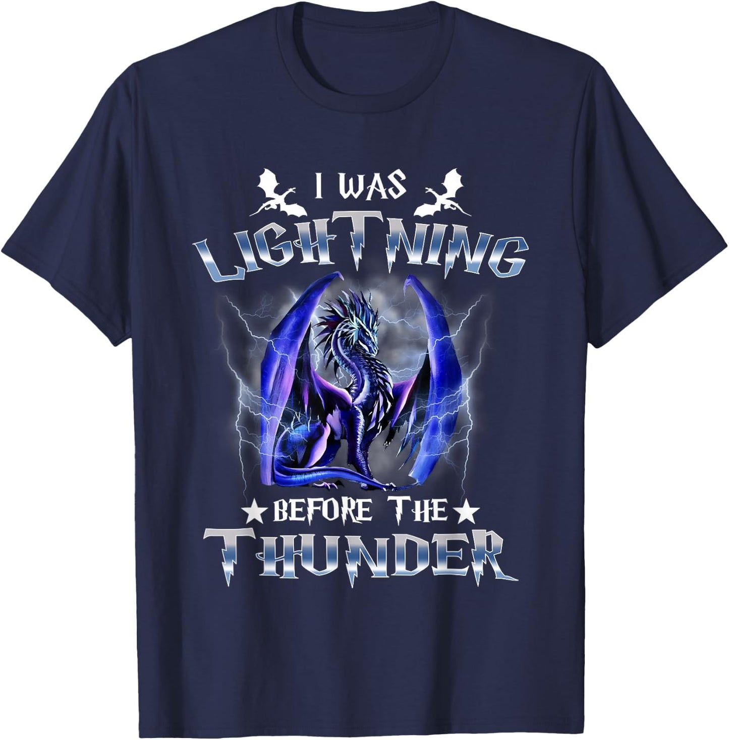 I Was Lightnings Before The Thunder Dragons Men Women Kids T-Shirt - T-Shirt | Navy