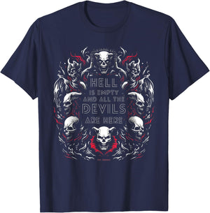 Hell is Empty, All the Devils are Here - Shakespeare Quote T-Shirt - T-Shirt | Navy