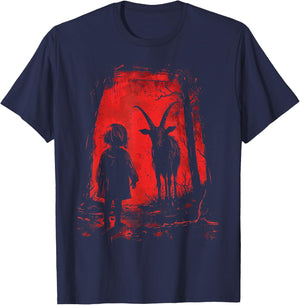 Black Demonic Goat Woods Forest Goth Alternative Alt T-Shirt - T-Shirt | Navy