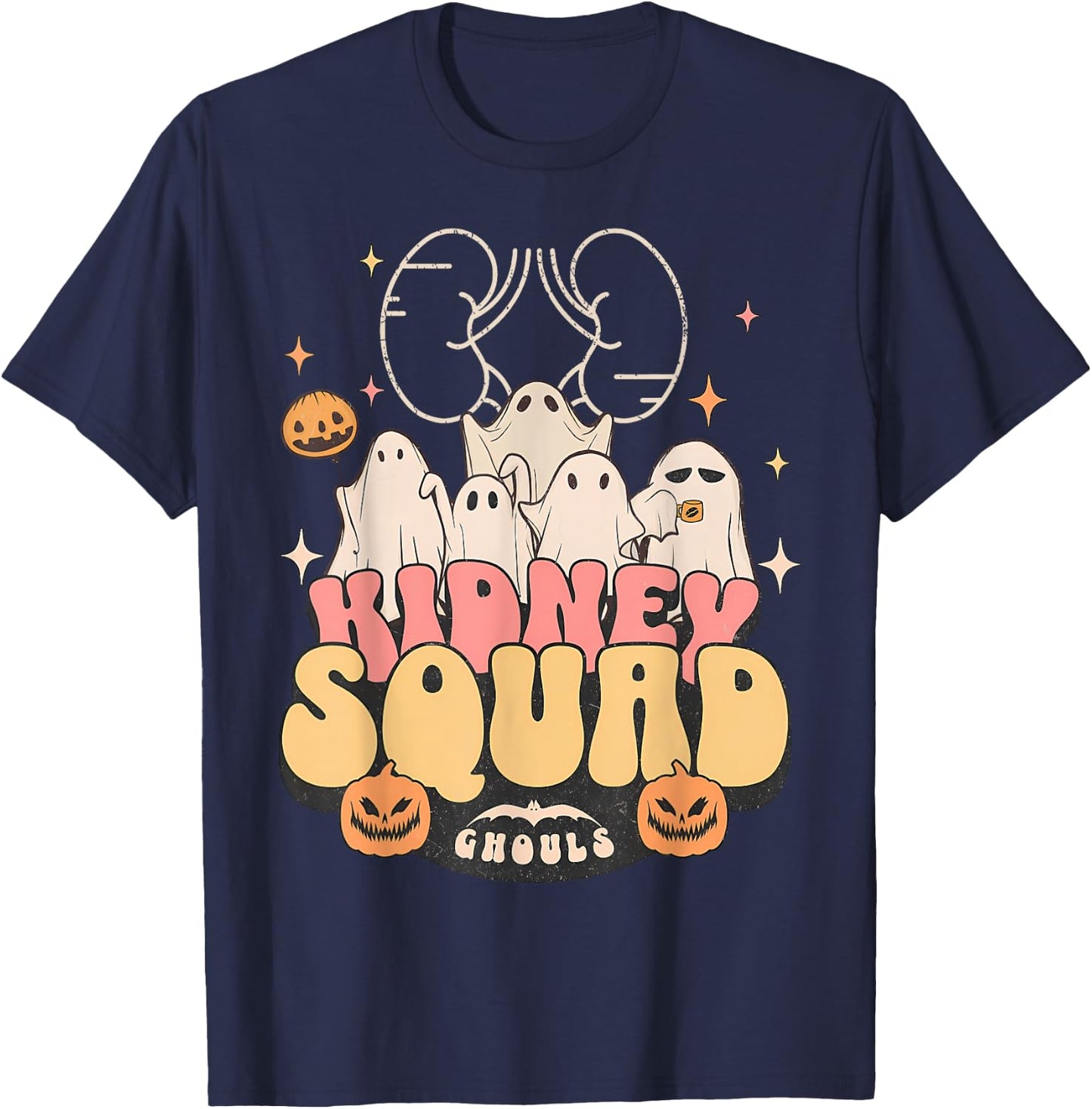 Nurse Kidney Squad Halloween Cute Ghost Nurse Dialysis RN T-Shirt - T-Shirt | Navy
