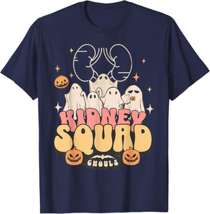 Nurse Kidney Squad Halloween Cute Ghost Nurse Dialysis RN T-Shirt - T-Shirt | Navy