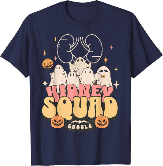 Nurse Kidney Squad Halloween Cute Ghost Nurse Dialysis RN T-Shirt - T-Shirt | Navy