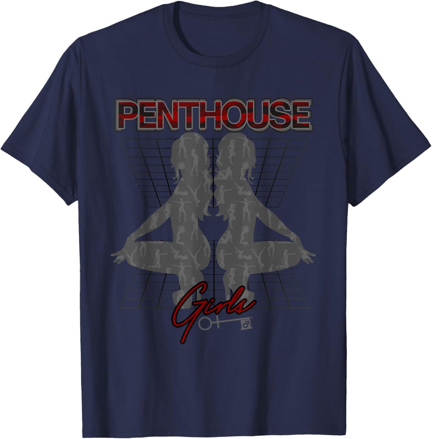 Penthouse Magazine Girls Logo Burlesque Synthwave Retro Icon T-Shirt - T-Shirt | Navy