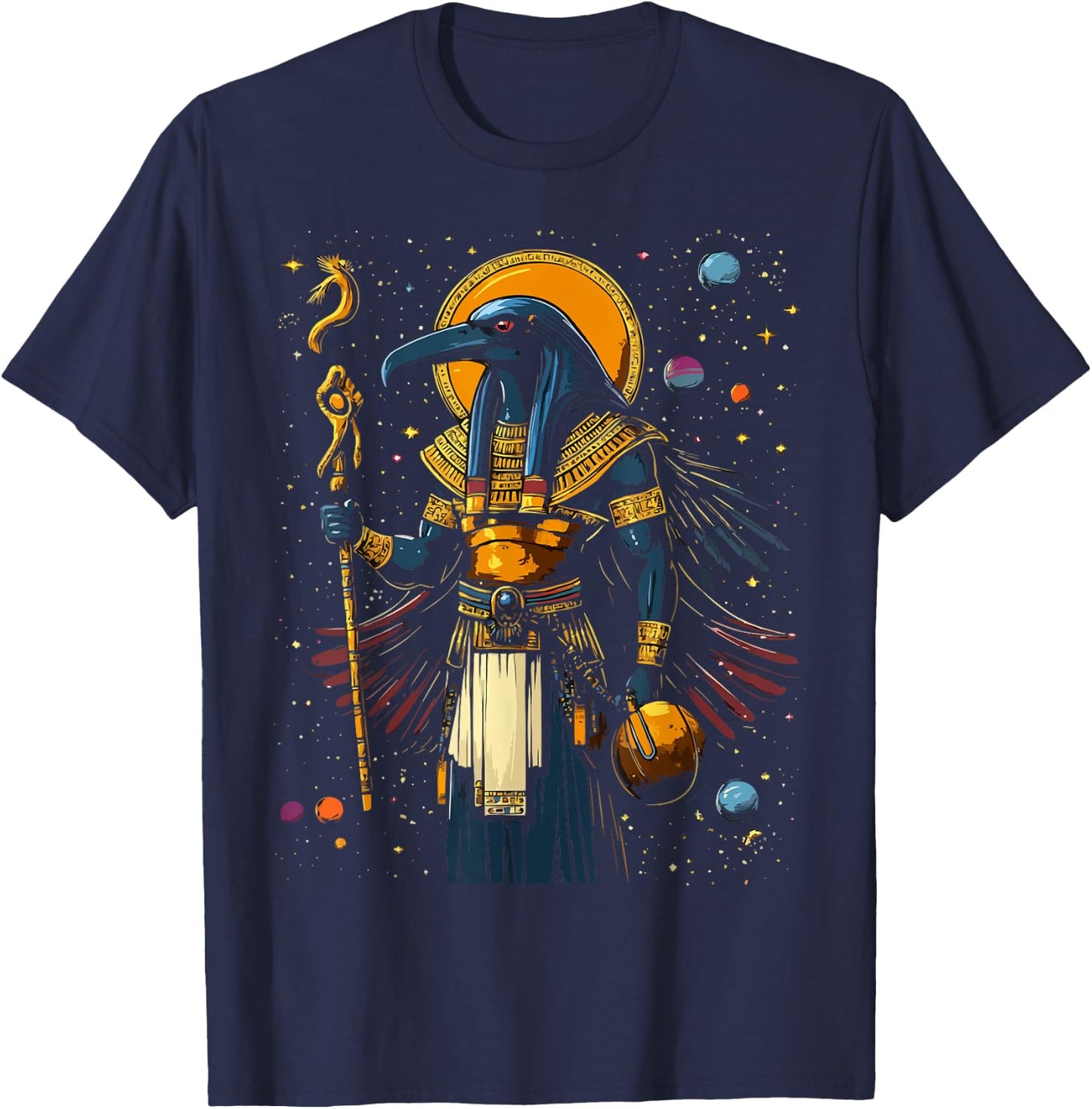 Thoth Egyptian God Egyptian Mythology Pyramid Ancient Egypt T-Shirt - T-Shirt | Navy