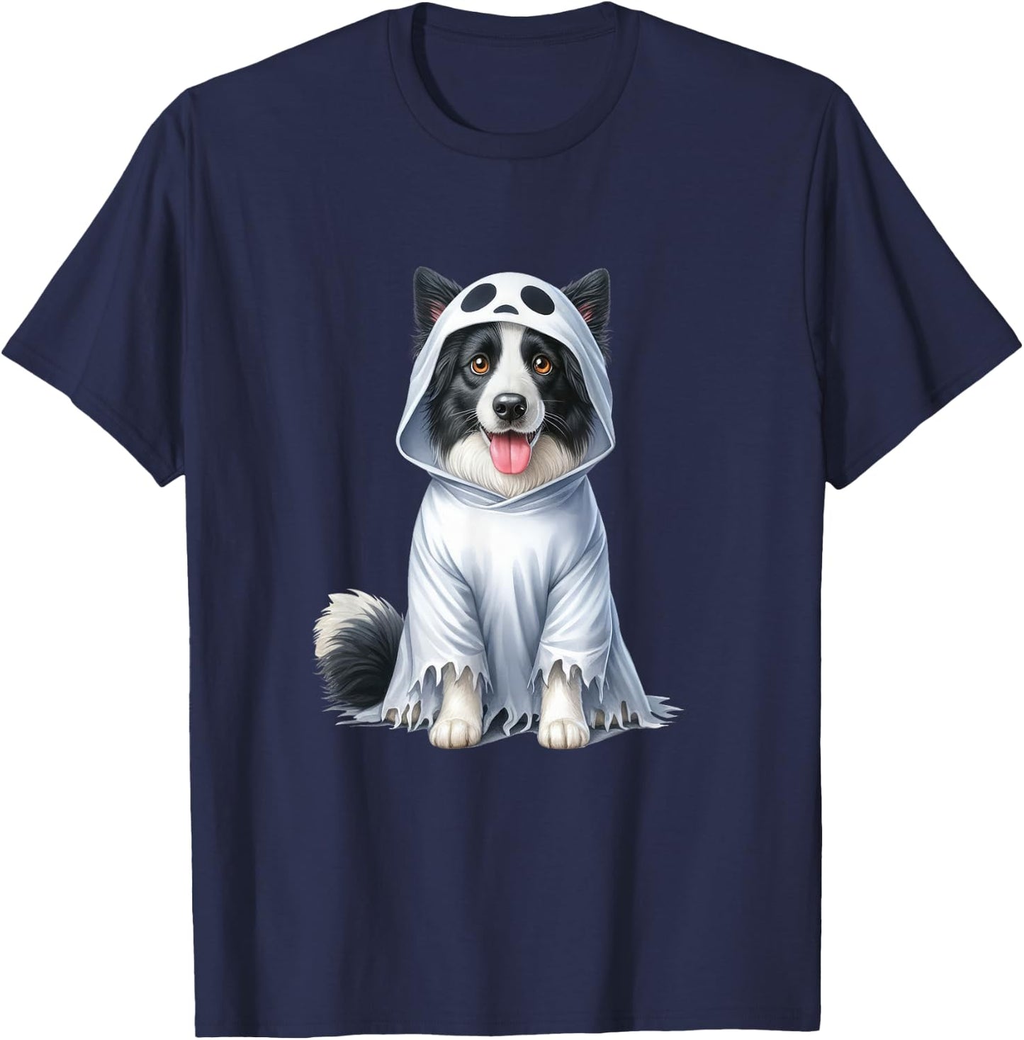 Halloween costume funny ghost dog border collie T-Shirt - T-Shirt | Navy