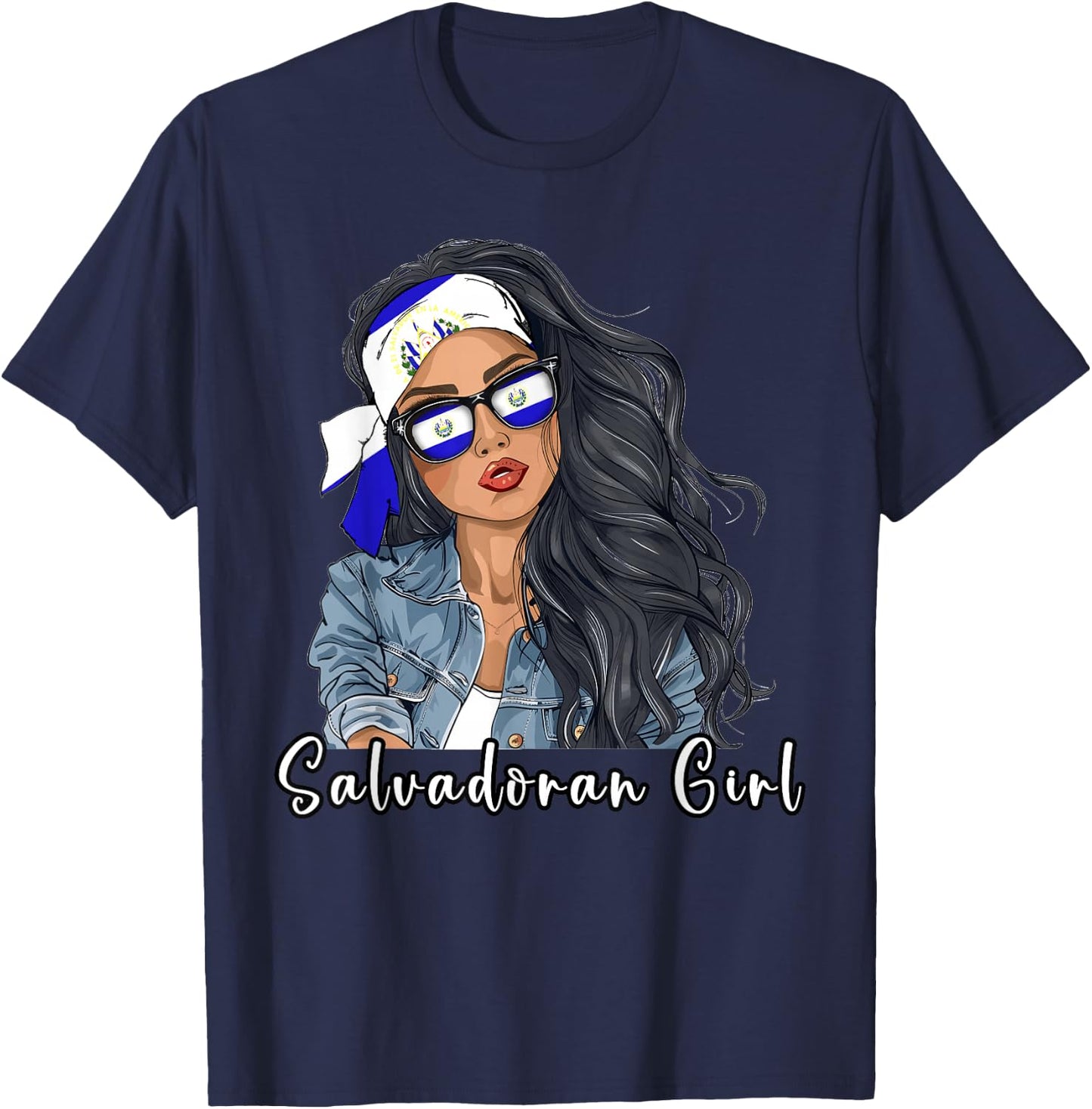 Salvadorena Woman Product Flag Uniform Girl El Salvador T-Shirt - T-Shirt | Navy