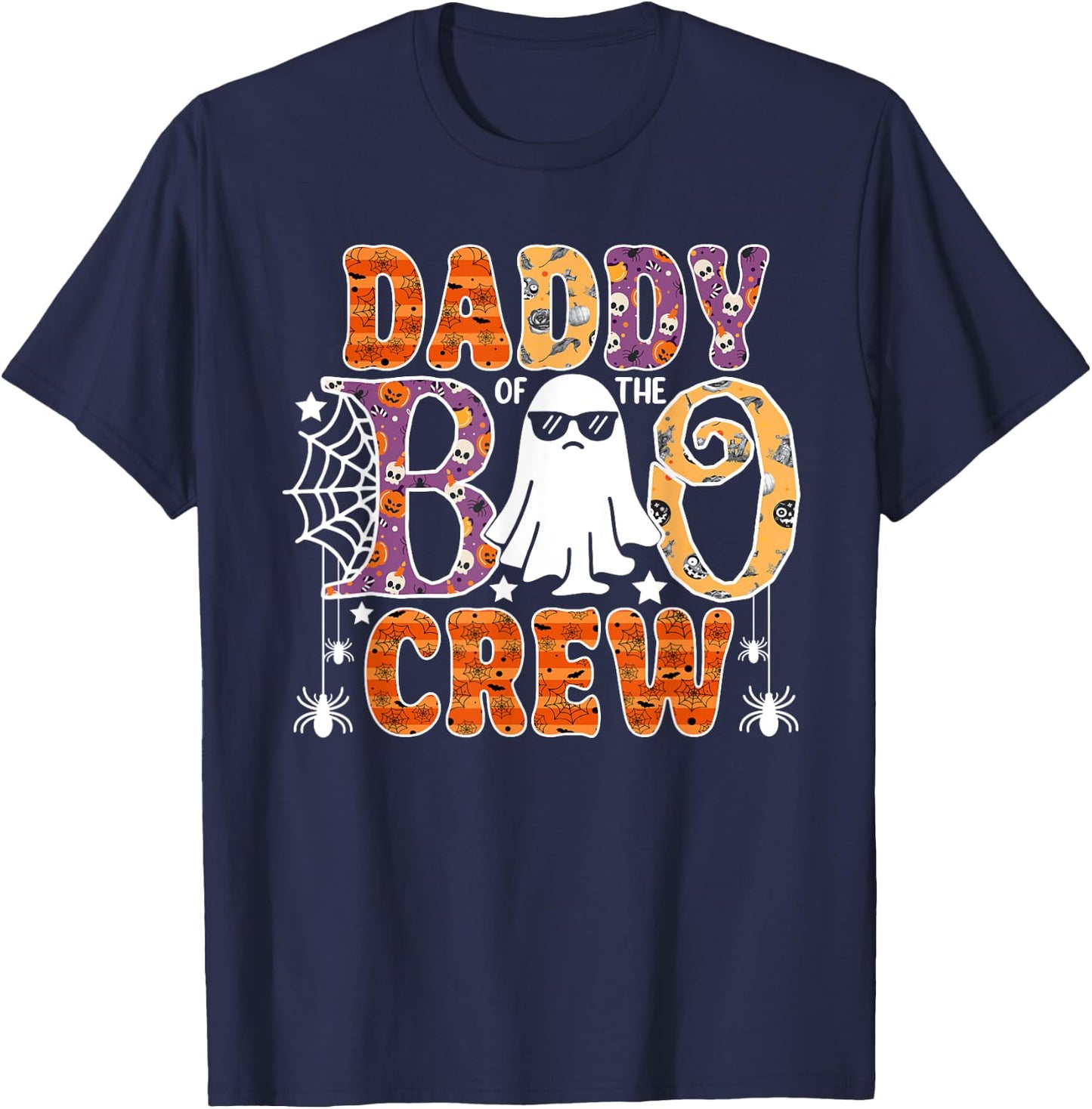 Daddy Of The Boo Crew Funny Halloween Family Matching T-Shirt - T-Shirt | Navy