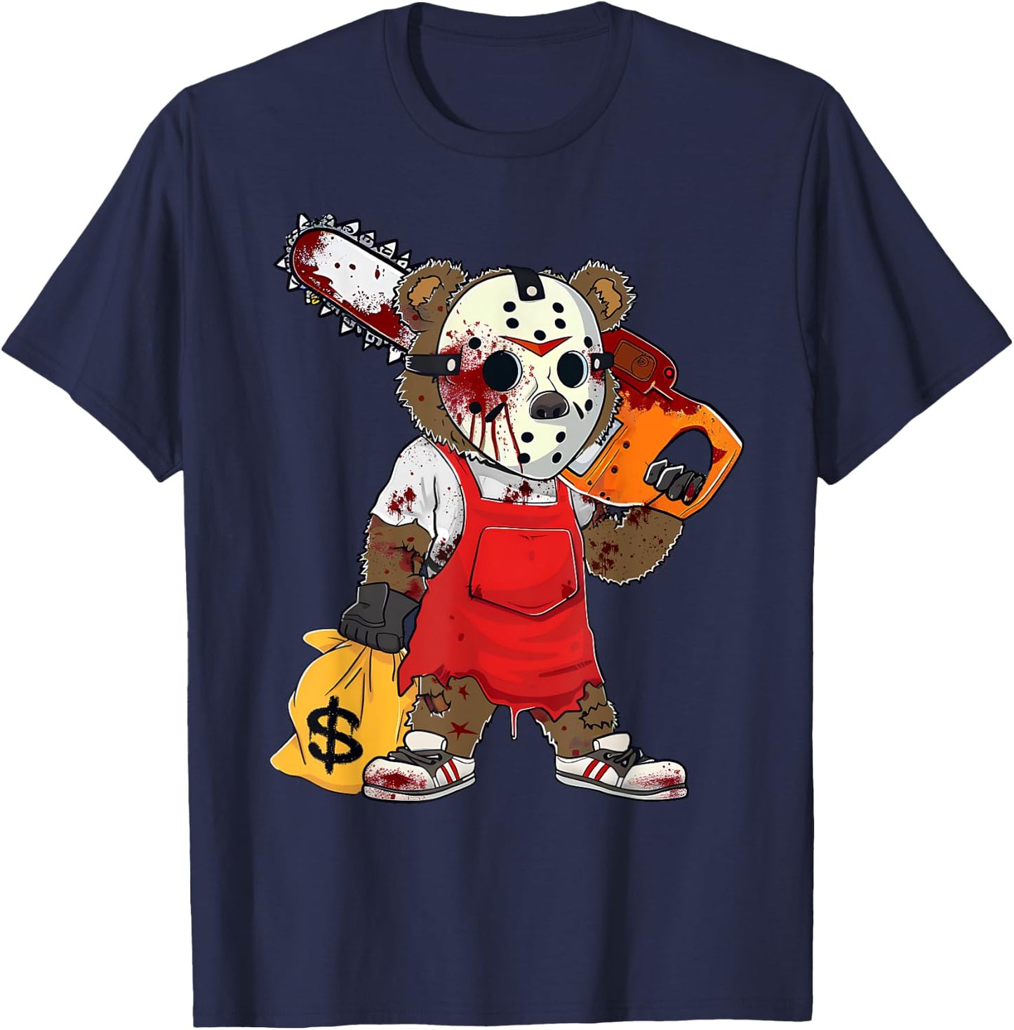 Scary Halloween Costume Hip Hop Lover Teddy Bear Horror T-Shirt - T-Shirt | Navy