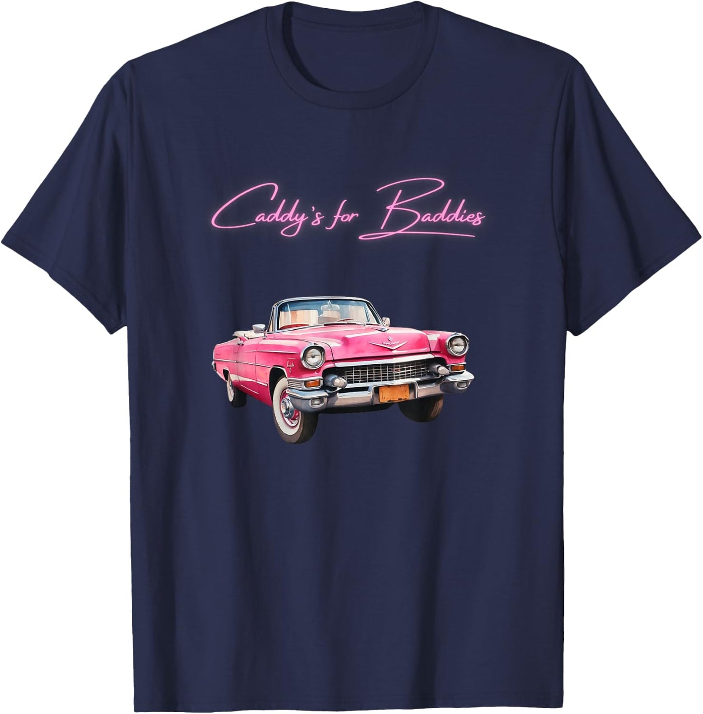 Pink Cadillac Lookin Vehicle - Vintage Style - Oldschool T-Shirt - T-Shirt | Navy