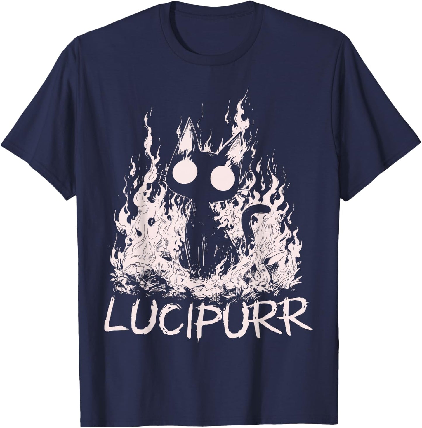 Lucipurr Cat Lover Lucifer Baphomet Demon Kitty T-Shirt - T-Shirt | Navy