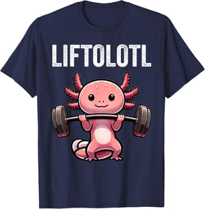 Liftolotl Axolotl Funny Gym Workout Weight Lifter T-Shirt - T-Shirt | Navy