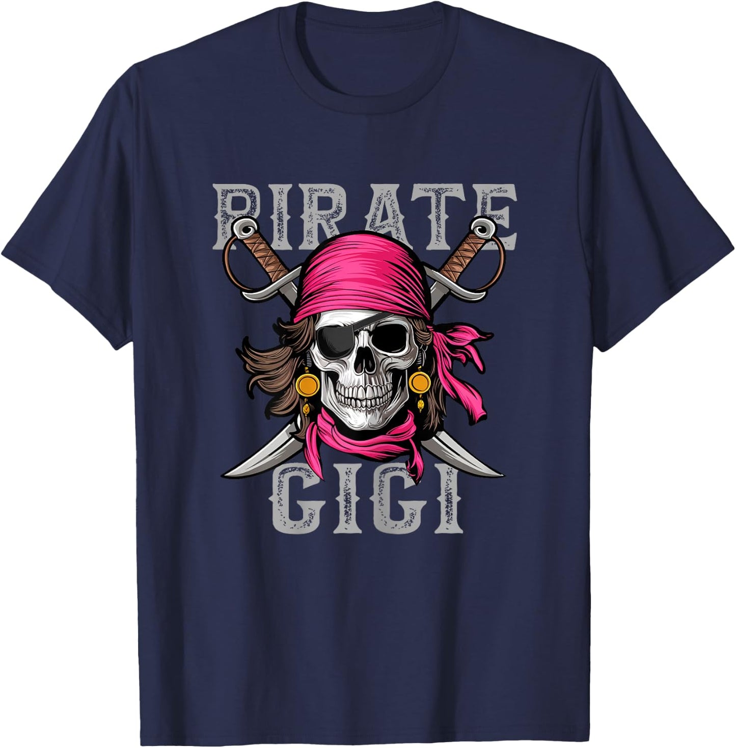 Funny Pirate Gigi Skull Halloween Costumes Family Matching T-Shirt - T-Shirt | Navy