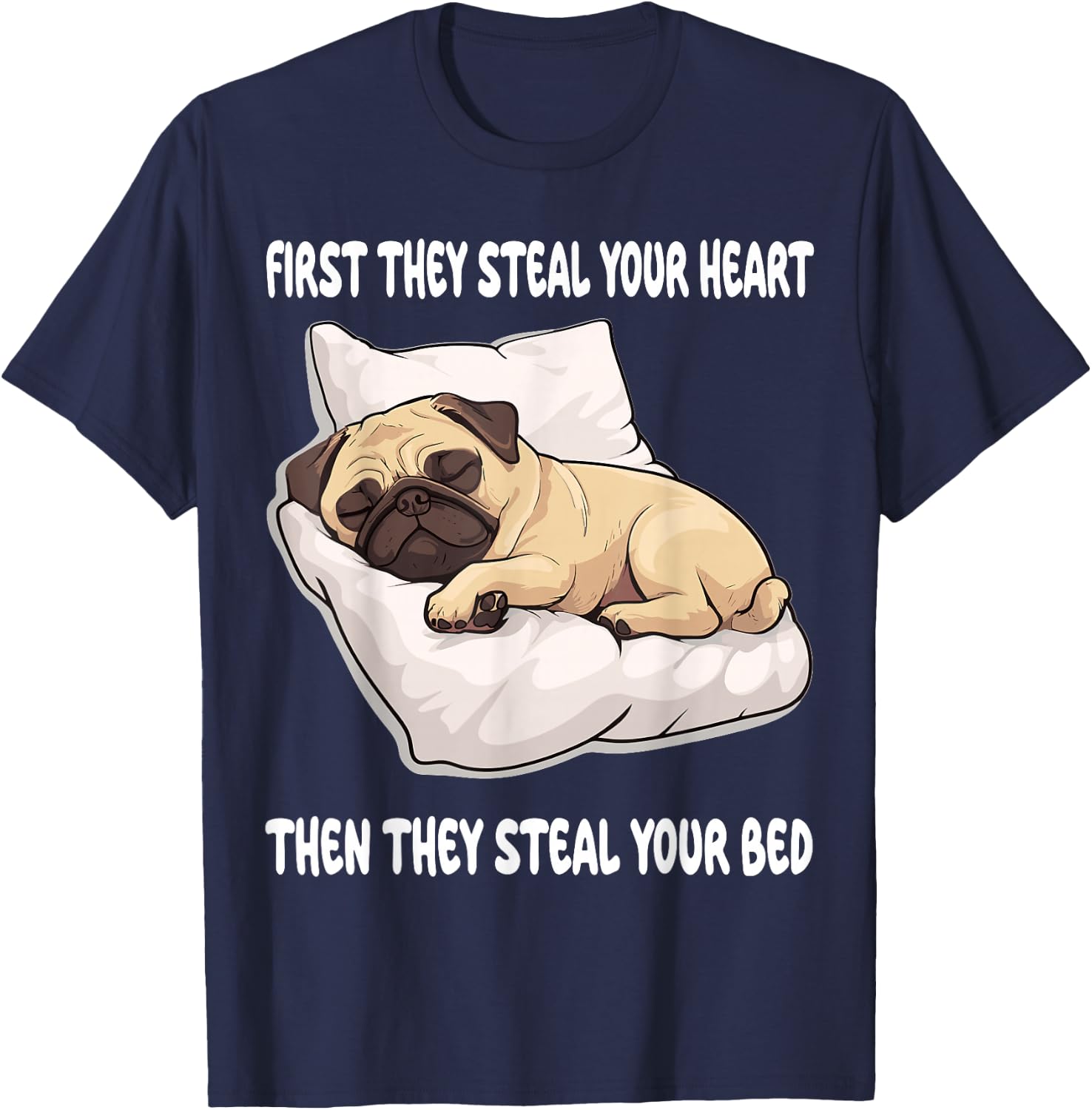 Pug Sleeping Pajamas Nightgown T-Shirt - T-Shirt | Navy