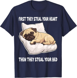 Pug Sleeping Pajamas Nightgown T-Shirt - T-Shirt | Navy