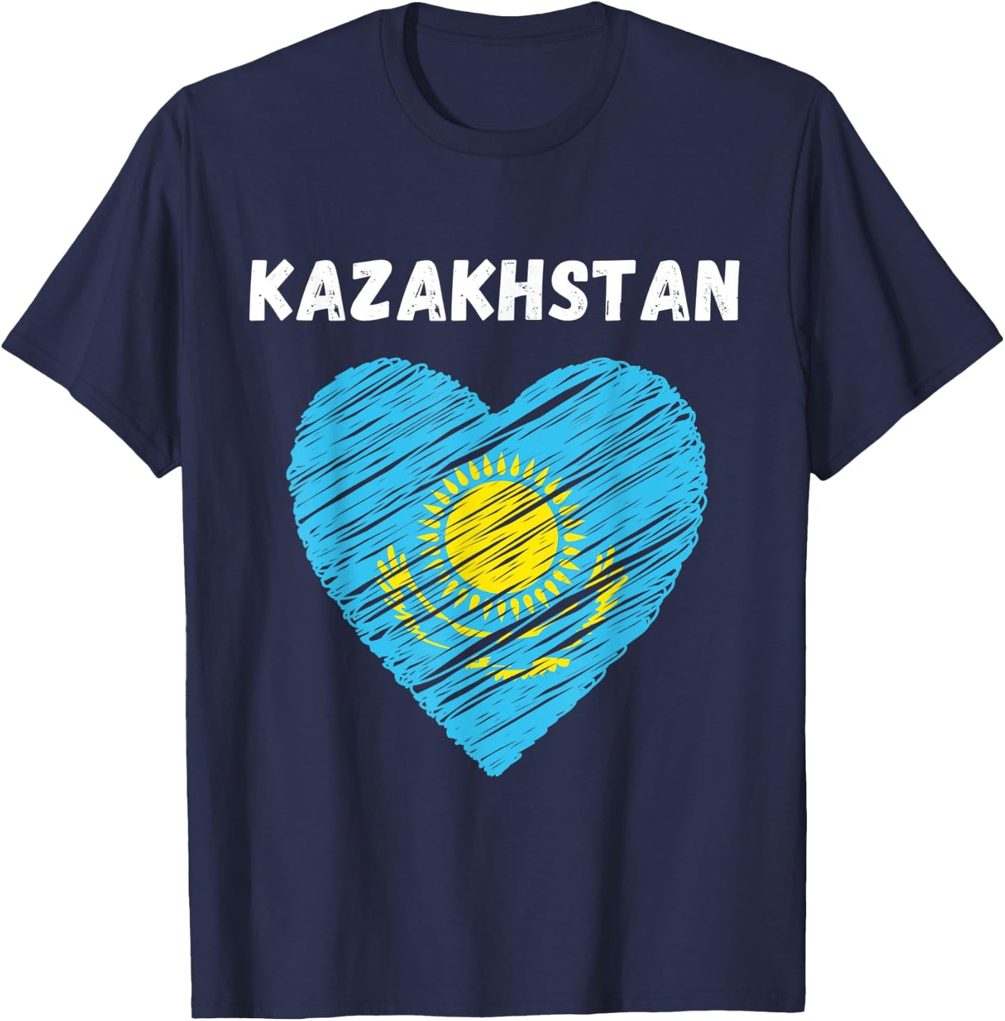 Kazakhstan Flag Holiday Kazakhstan Heart Kazakhstani Flag T-Shirt - T-Shirt | Navy
