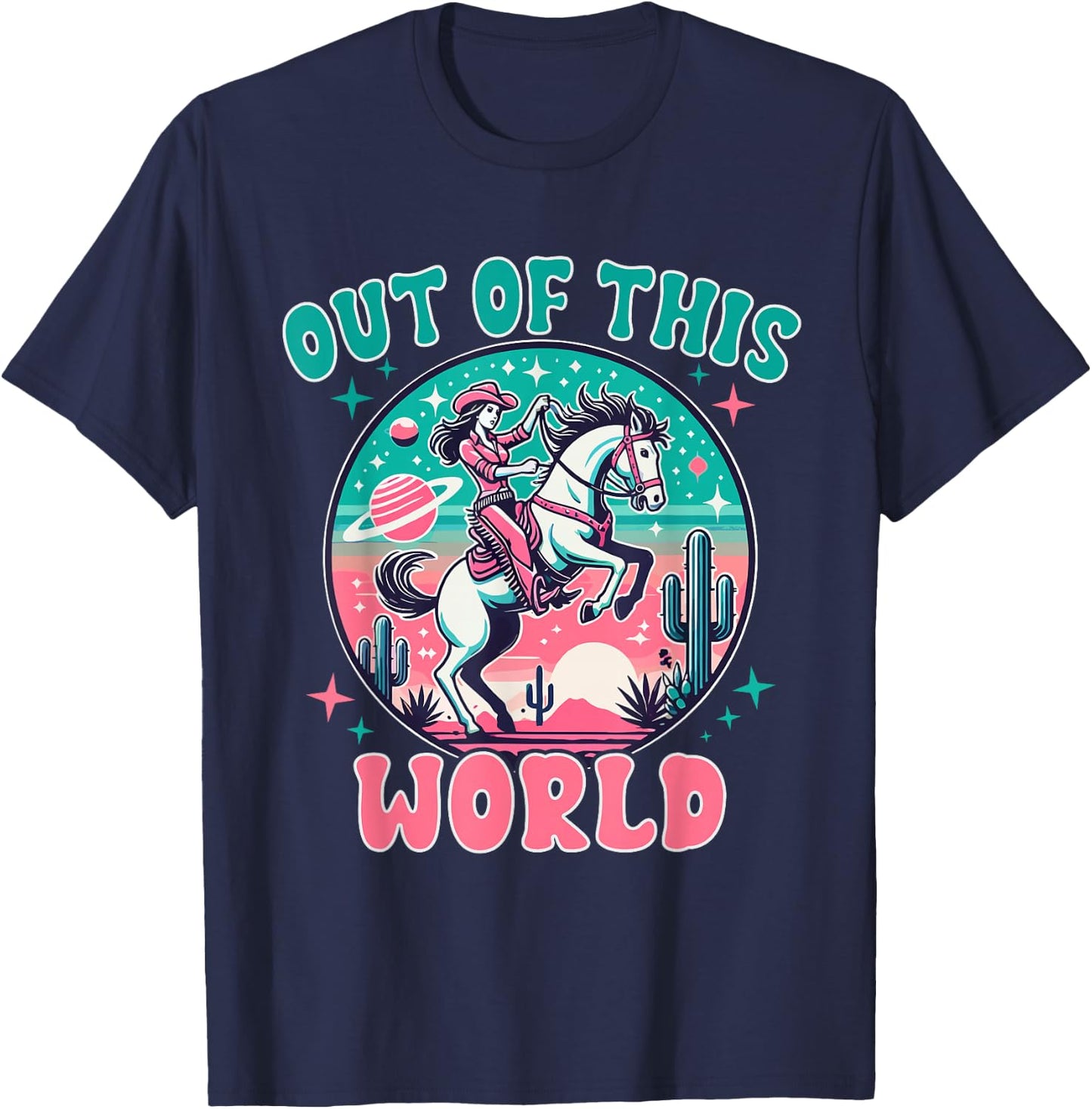 Space Cowgirl Outfit Cosmic Costume Galactic Western Riding T-Shirt - T-Shirt | Navy