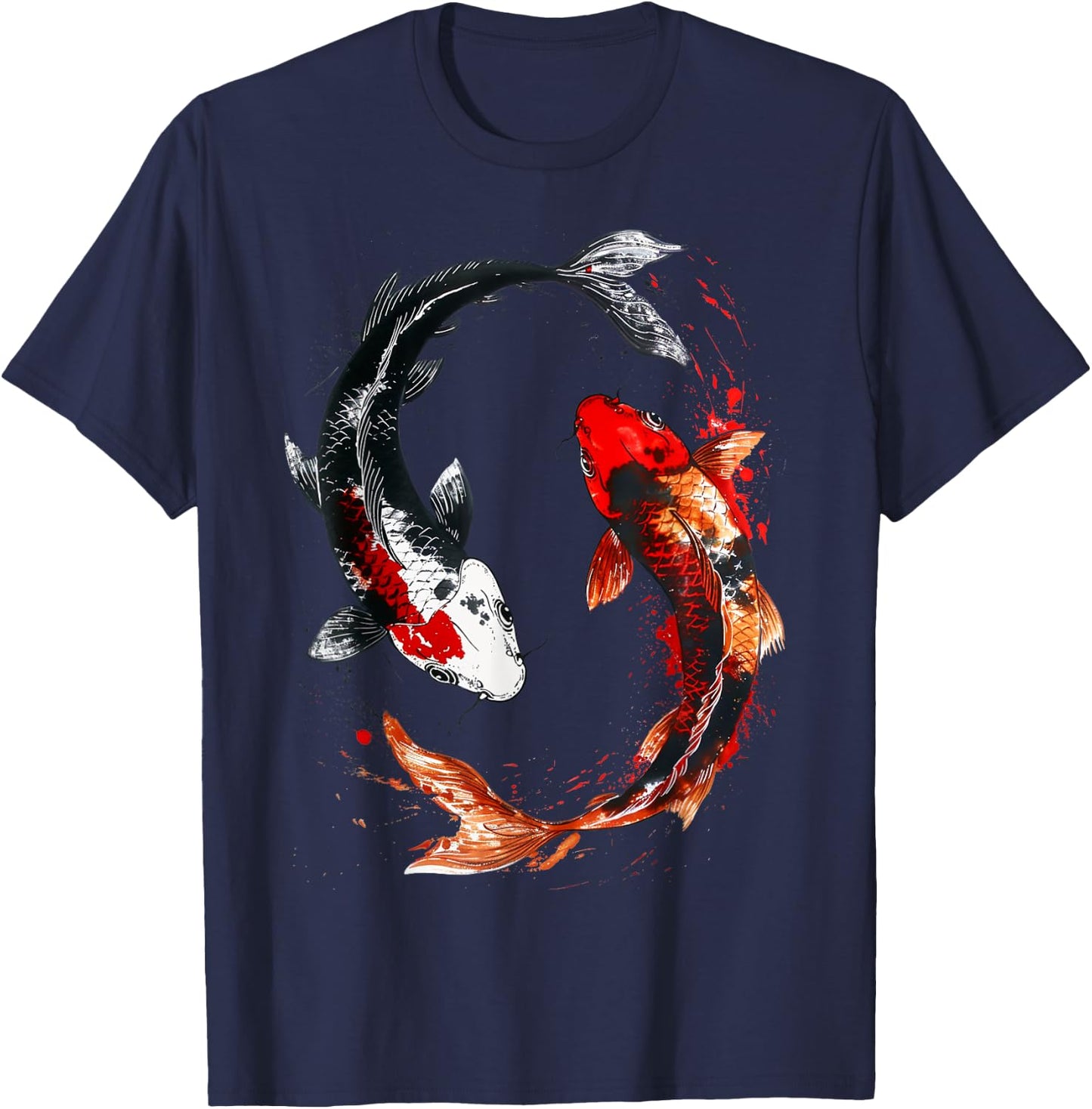 Japanese Koi Fish Tattoo Yin Yang Fish T-Shirt - T-Shirt | Navy