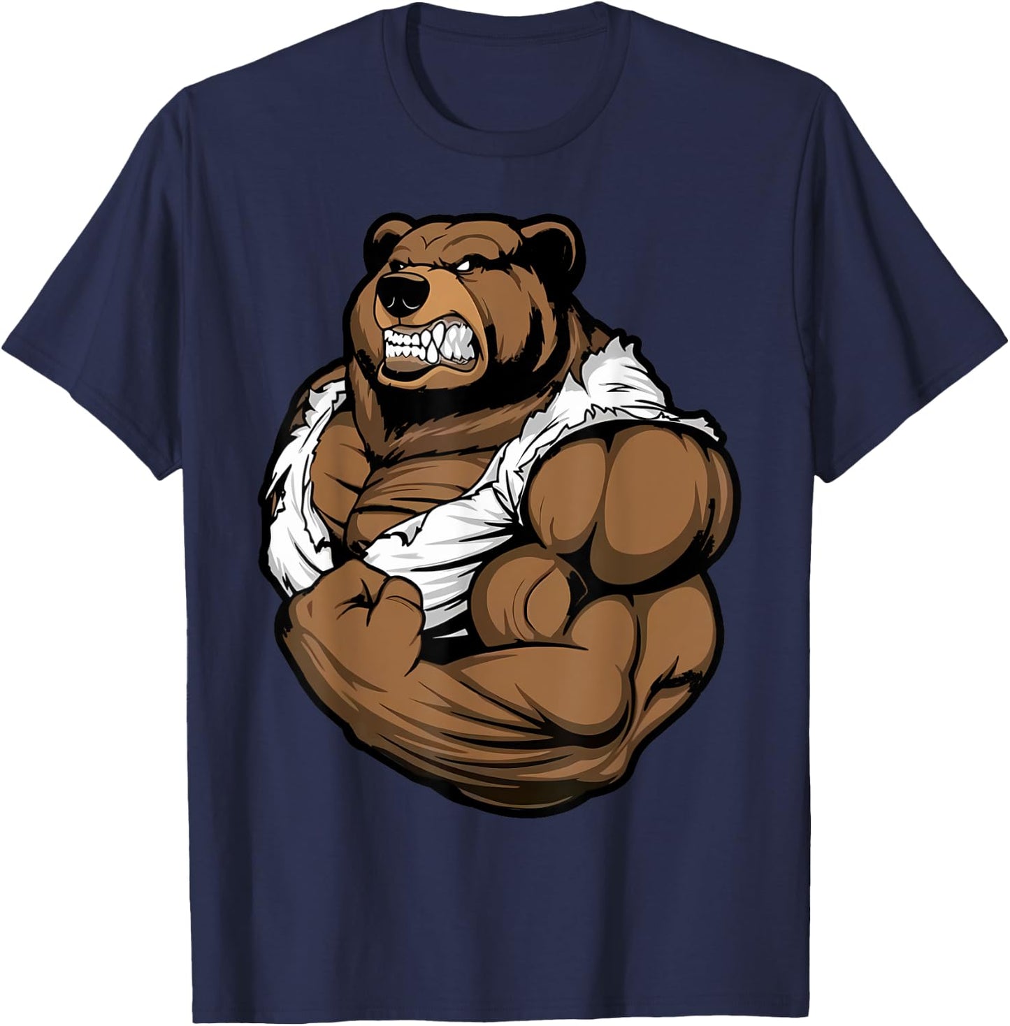 Bear Bodybuilder Muscular Body Gym Fitness Weightlifting T-Shirt - T-Shirt | Navy