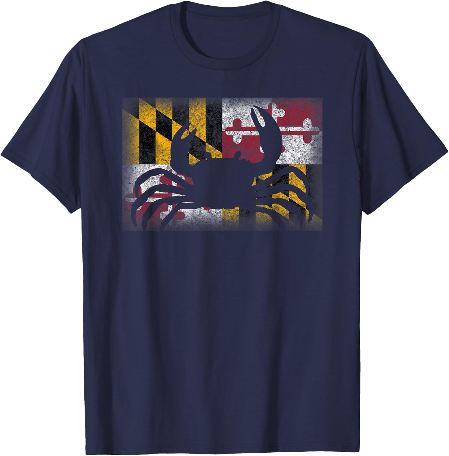 State of Maryland Flag Crab Funny Cute Souvenir Gift T-Shirt - T-Shirt | Navy