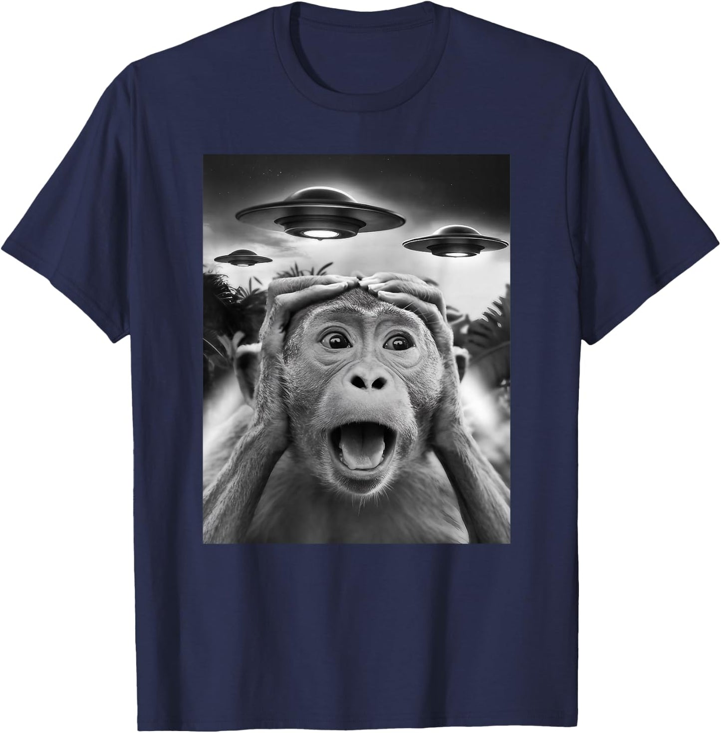 Funny Monkey UFO Weird T-Shirt - T-Shirt | Navy