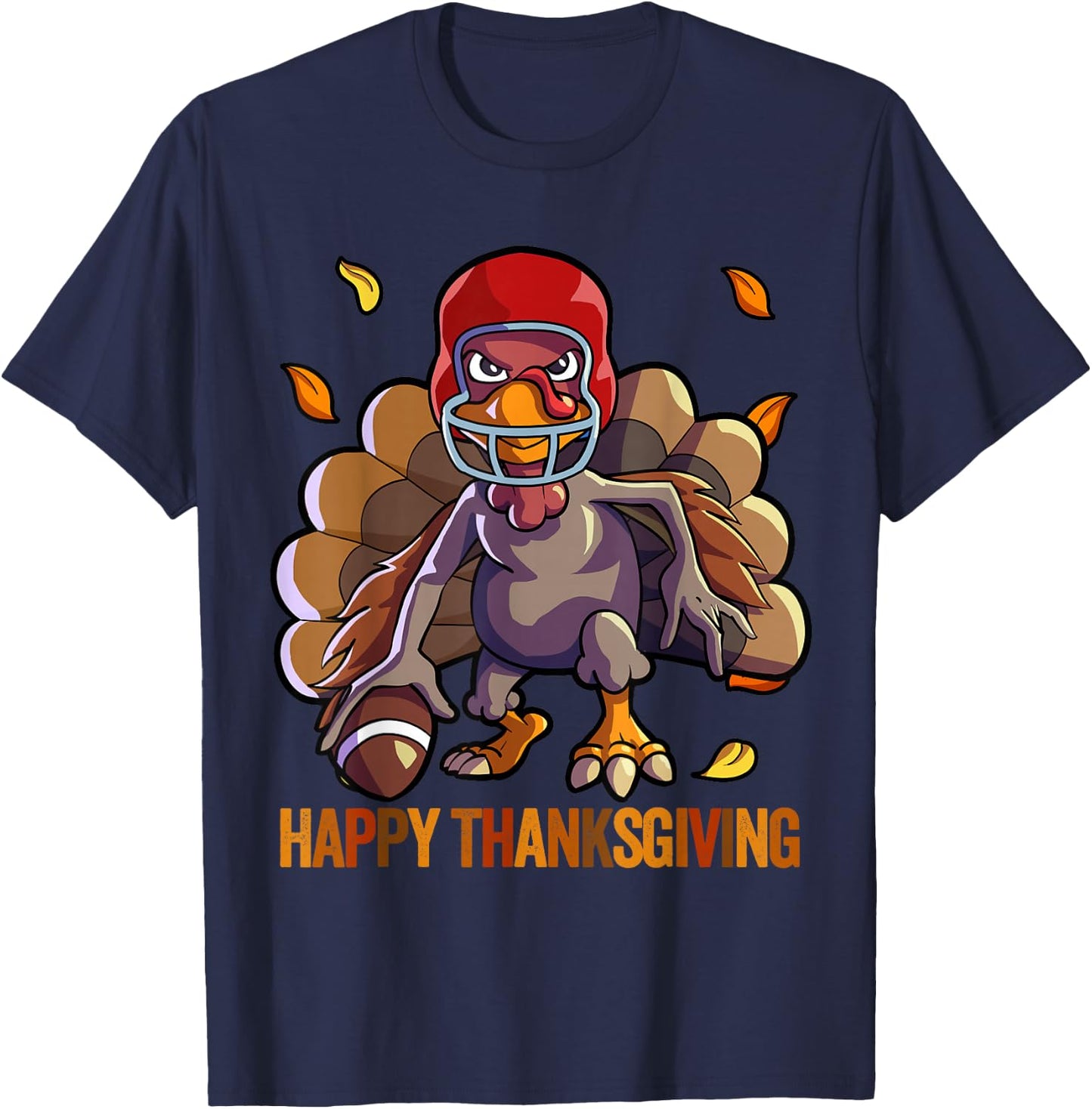 Football Thanksgiving Shirt Boys Kids Men Football Turkey T-Shirt - T-Shirt | Navy