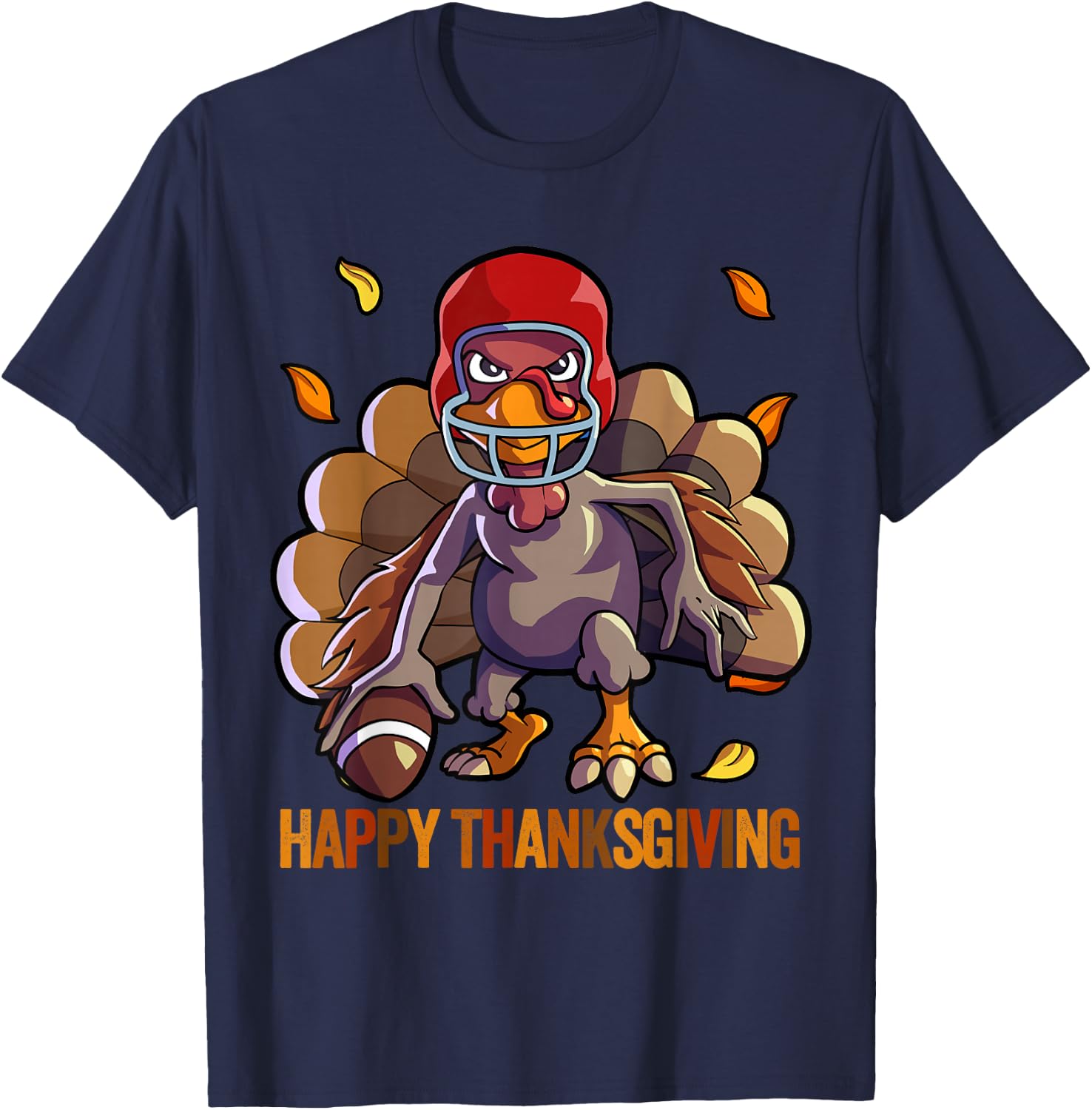 Football Thanksgiving Shirt Boys Kids Men Football Turkey T-Shirt - T-Shirt | Navy