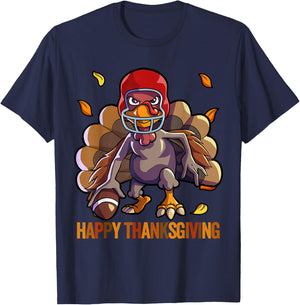 Football Thanksgiving Shirt Boys Kids Men Football Turkey T-Shirt - T-Shirt | Navy