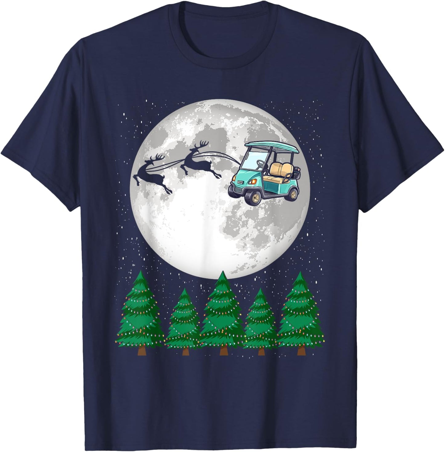 Golf Cart Santa Christmas Sleigh - Funny Golf Cart Xmas T-Shirt - T-Shirt | Navy