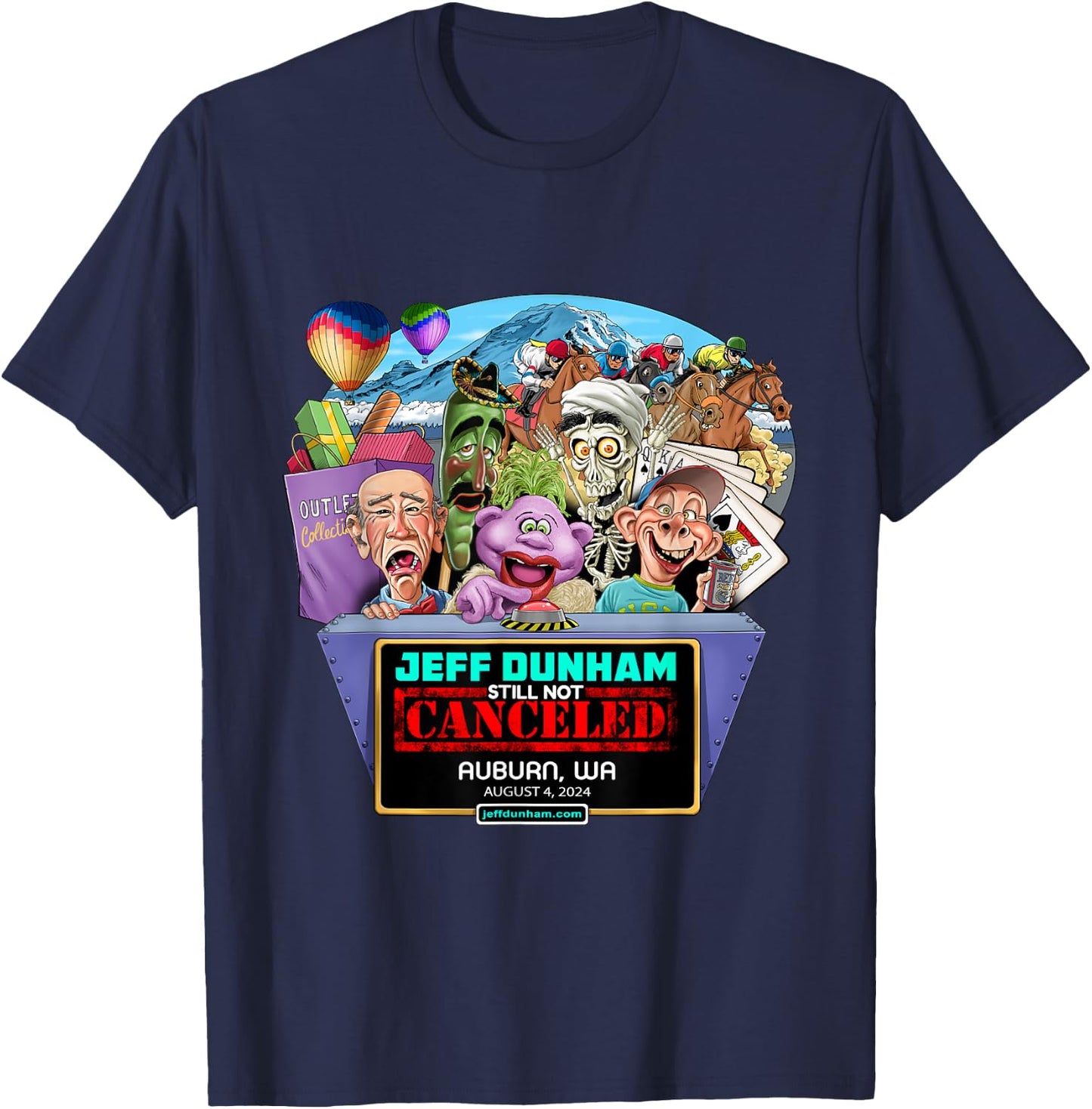 Jeff Dunham Auburn, WA (2024) T-Shirt - T-Shirt | Navy